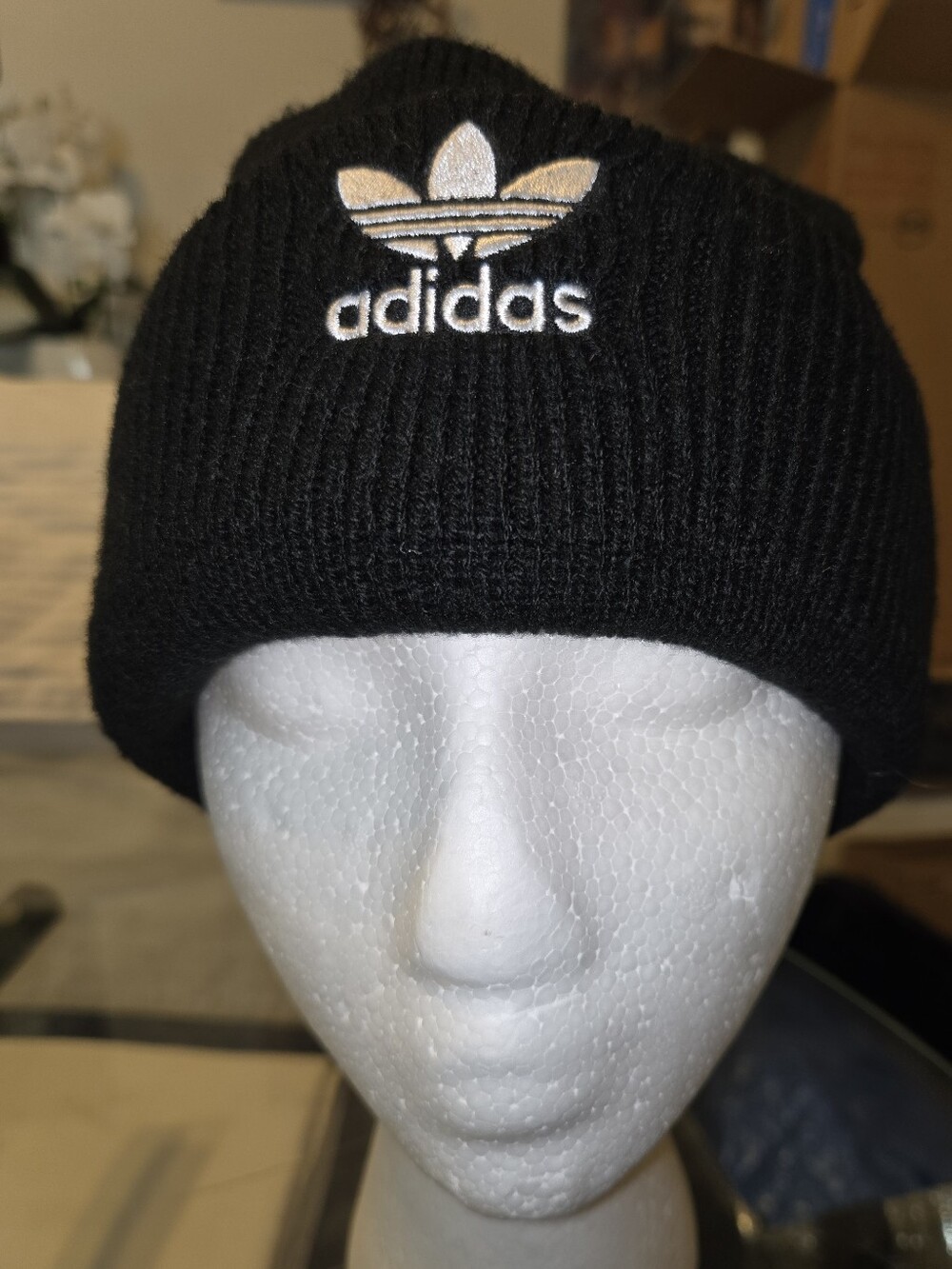 adidas Originals Trefoil Ribbed Knit Cuffed Beanie​Classic cold-weather staple